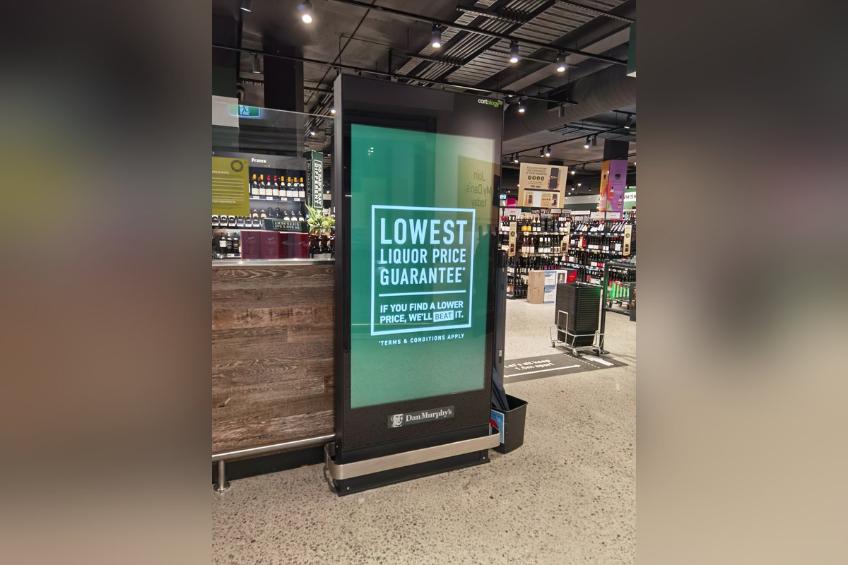 Indoor kiosk LCD display in a supermarket